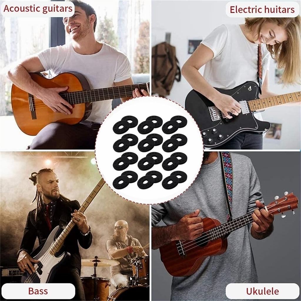 Guitar Strap Button 12 Pairs Premium Silicone Rubber Strap Locks Black