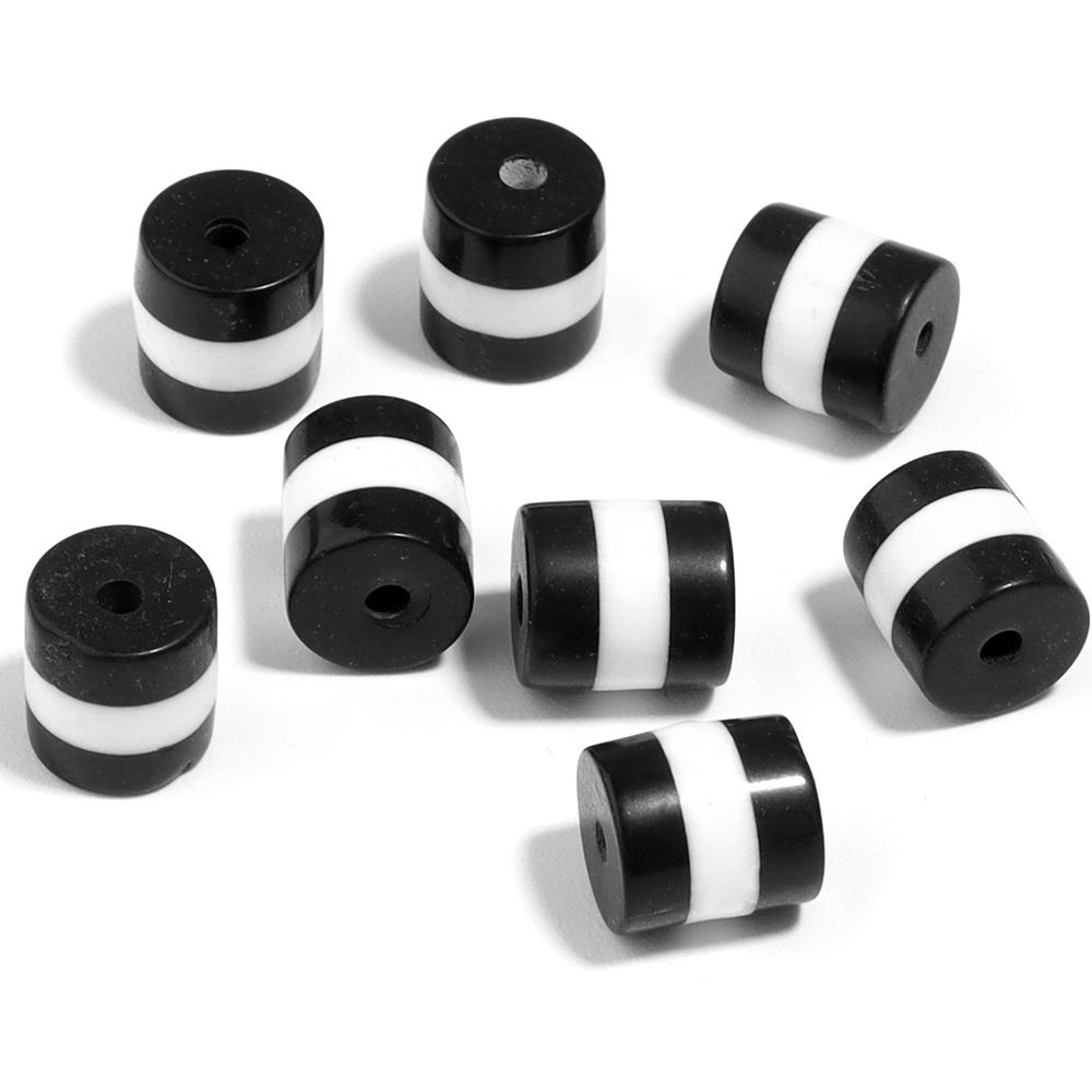 50 Stück Mehrfarbige Acrylperlen Dreifarbige Streifen Zylindrische Lose Abstandshalterperlen Für DIY Armbänder Ohrringe Schmuckzubehör