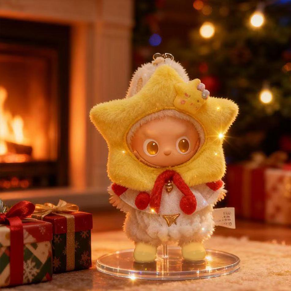Mini Star Christmas Tree Headgear Clothes For 10Cm Labubu The Monsters Pin For Love Series For Labubu V4 Doll Cloth Accessories