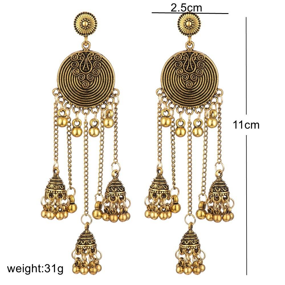Long Ethnic Bohemian Dangle Earrings With Alloy Floral Design For Women