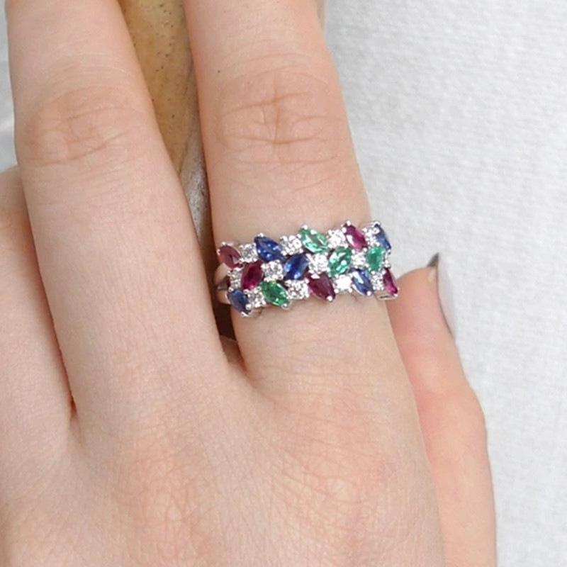 Lindon Anillo clásico de aleación de cobre con circón, joyería para mujer, regalo de fiesta de promesa de boda