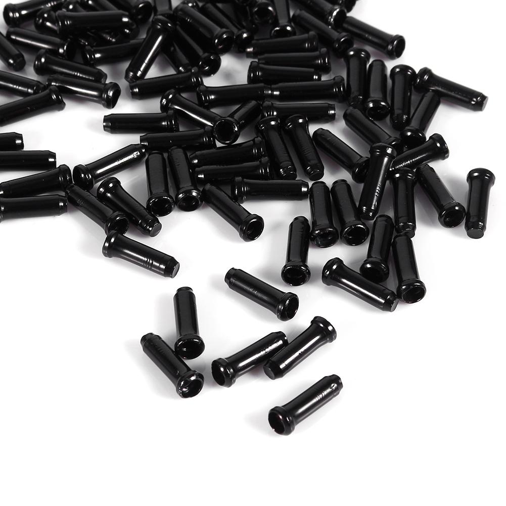 100 STÜCKE 2,5MM Bremsleitungskappe Schaltzugkappe Aluminiumlegierung Eloxierte Farbe(Schwarz)