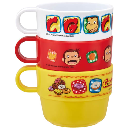 Skater Children's Stacking Cups, Set of 3, Curious George Design, Made in Japan, KS31-A