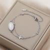 Bracciale con Charms Croce Vergine Maria Acciaio Inossidabile Catena a Doppi Strati con Perline Braccialetti Amuleti Religiosi Gioielli Benedetti Regalo