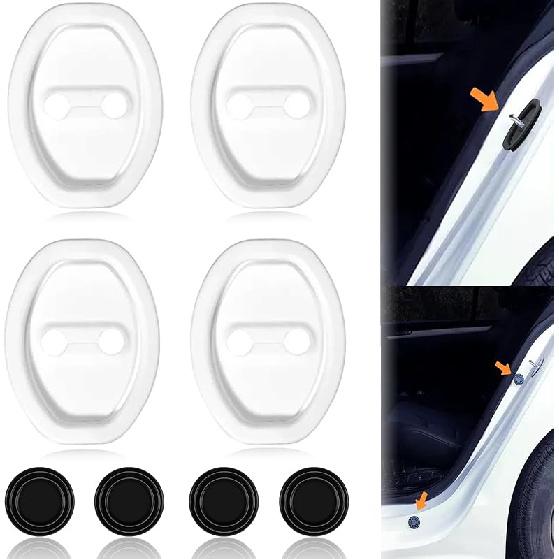 Car Silicone Door Latch Protective Cover Car Door Lock Latches Cover Protector Vehicle Ventilation Doors Locks Guard Stopper Set Universal Car