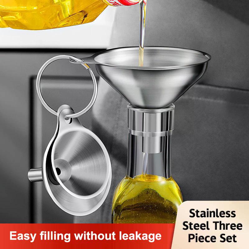 NEW Stainless Steel Kitchen Funnels Set Food Grade Metal Funnels For Filling Bottles Small Funnels For Essential Oil Spices