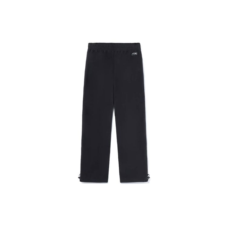 Li Ning X Disney Collaboration Pixar Strawberry Bear Series Solid Color Fleece Lined Warm Loose Knit Sports Pants Women Bottoms Black AKLR742-2