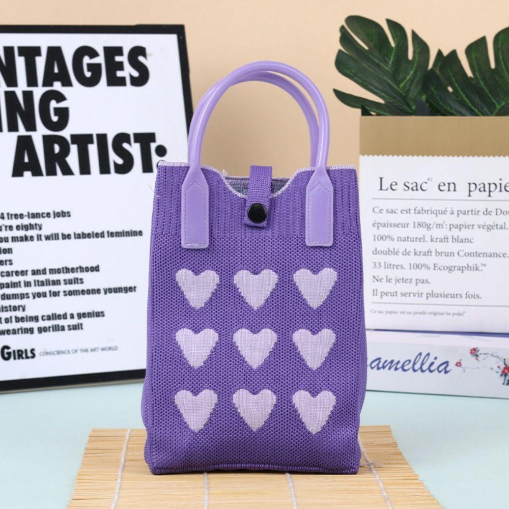 Sweet Love Knitted Mobile Phone Bag Mini Fashion Knitted Crossbody Bag Cute Korean Knit Handbag Phone Pouch