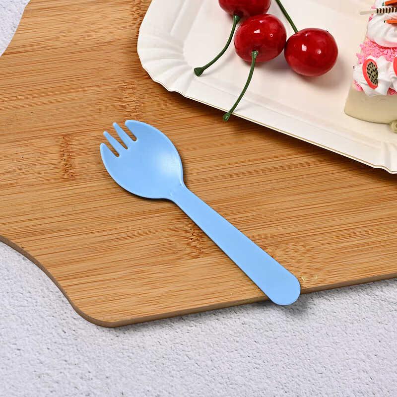 Disposable Blue Long-Handle Plastic Sporks