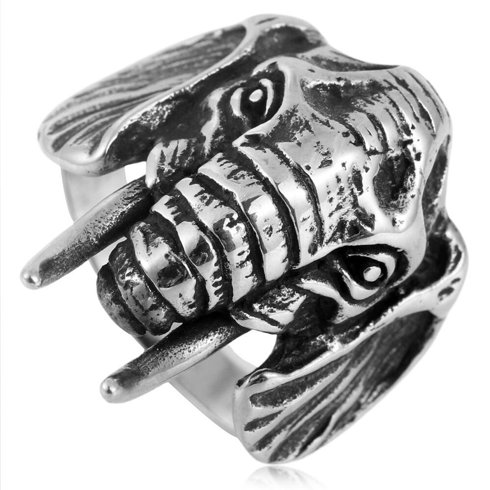 European and American Jewelry, Men s Jewelry, Vintage Animal Elephant Ring 2026 No. 7 серебряный