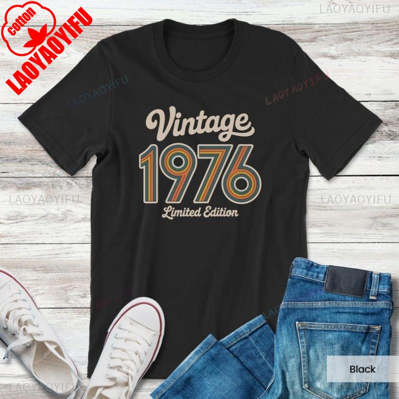 Retro 1976 50th Birthday Gift For Unisexs Best Friend Bday 70s Vintage Shirt Unisex Allmatch Casual Style Printed Tshirt Tops