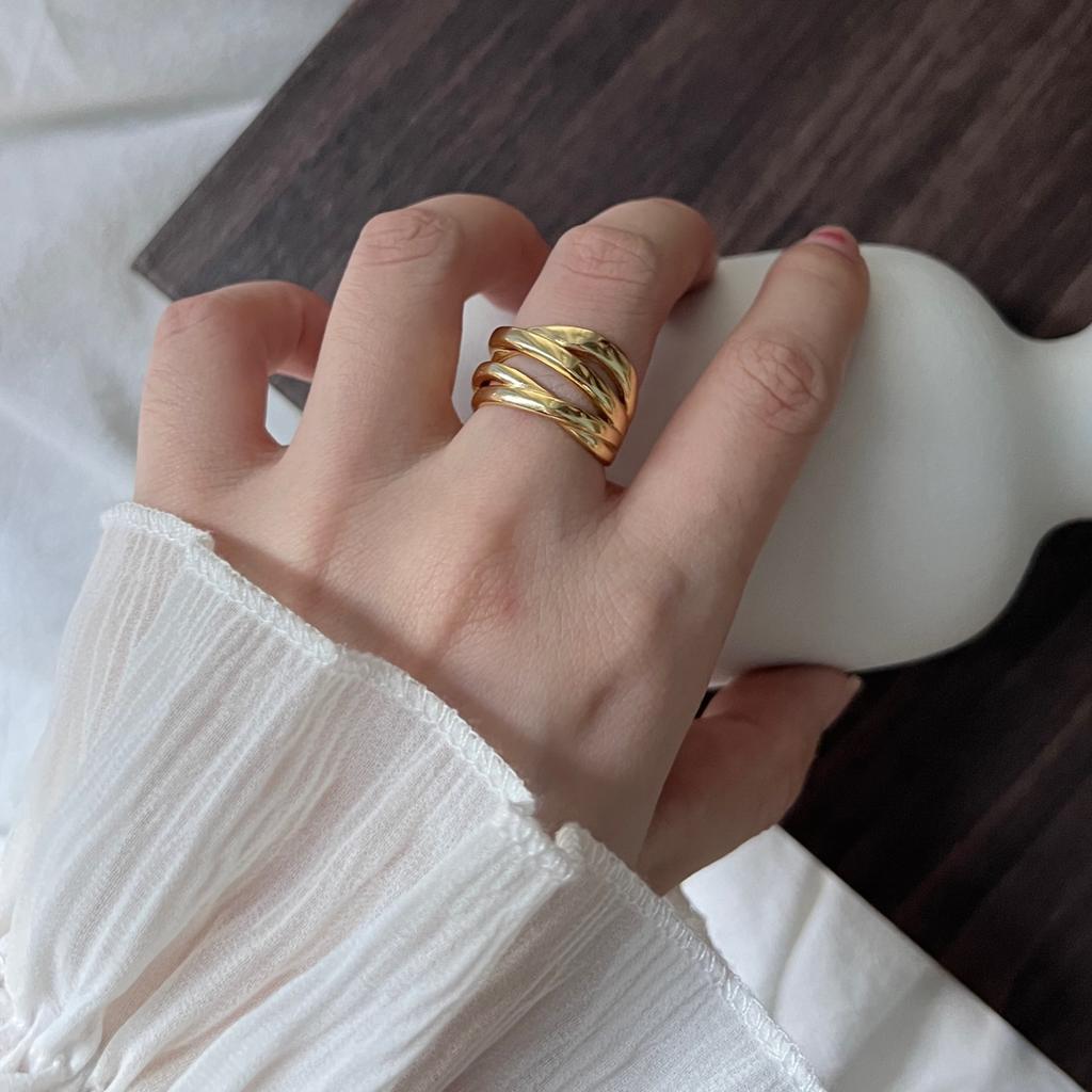 Punk Gold  Color Rings For Women Men Couple Minimalist Handmade Simple Interware Ring Party Jewelry Gifts