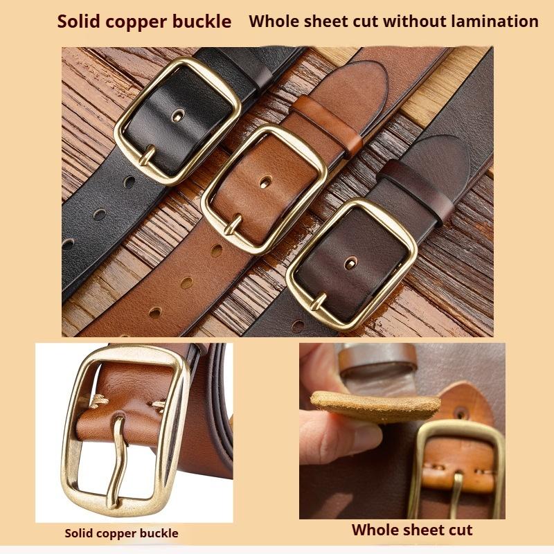 Vintage Genuine Cowhide Belt Versatile Belt Casual British Middle-aged and Young Belt