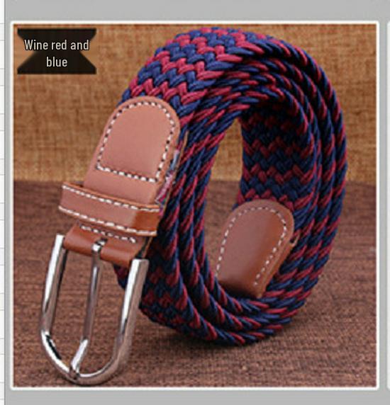 Korean Style Elastic Braided Canvas Belt with Pin Buckle for Men and Women