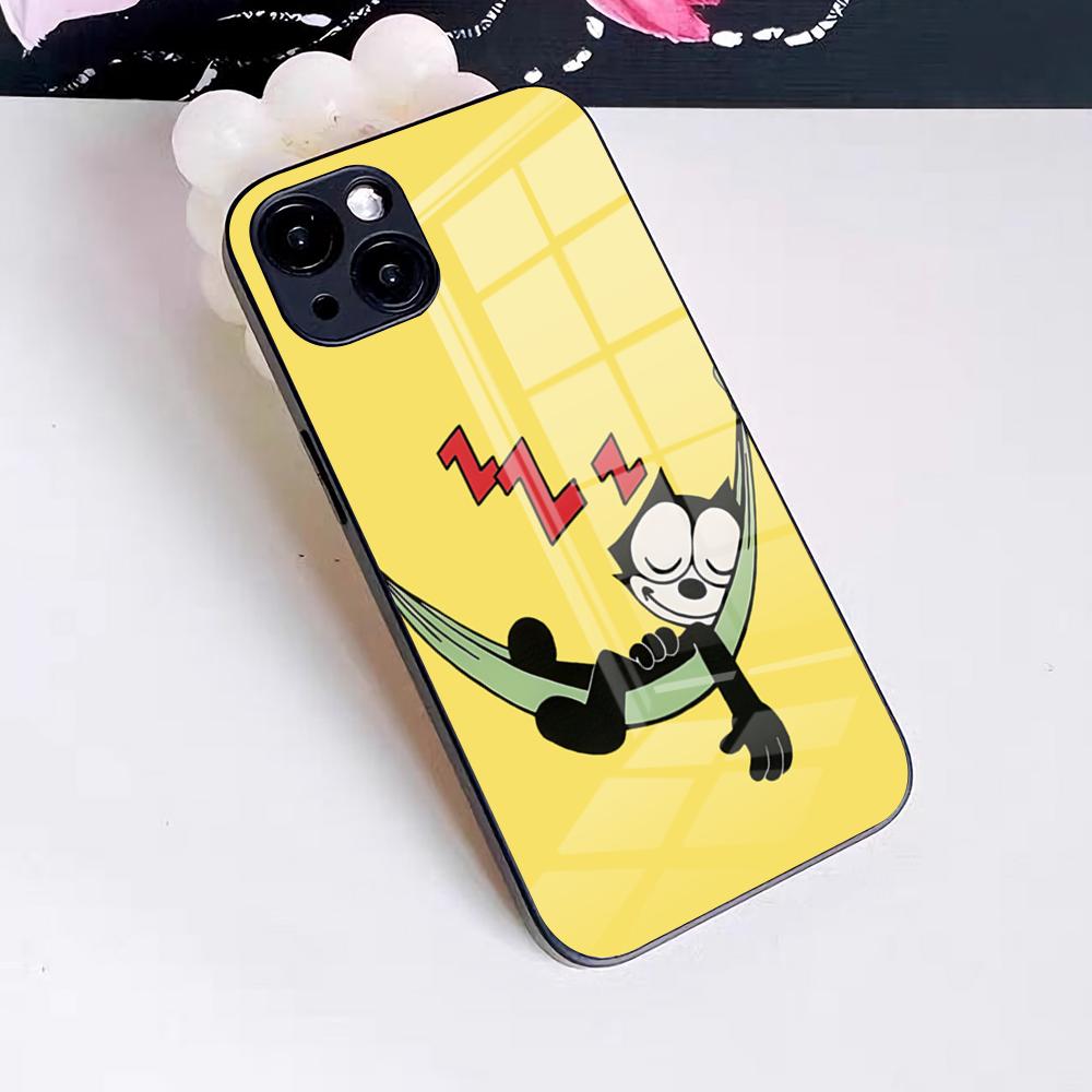 

Felix The Cat Phone Case For IPhone 17 Pro Max 16 15 14 Pro Max 13 11 X Xs Xr 8 7Plus Glass Cover iPhone 16