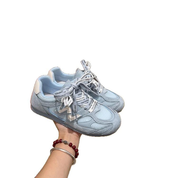 Super Soft-soled Leather Mesh Inner Height Increase German Training Shoes Women's 2025 Spring and Summer Pairs of Shoelaces Show Feet Small Sports 