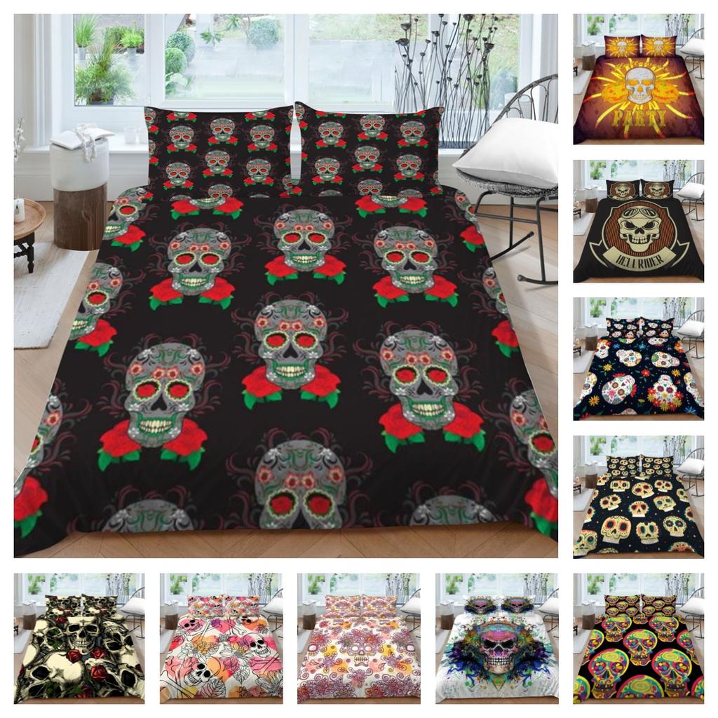 Quilt Cover 3D Printing Skull Home Bedclothes with Pillowcase King Double Size Soft Bed Set Luxury Duvet Cover