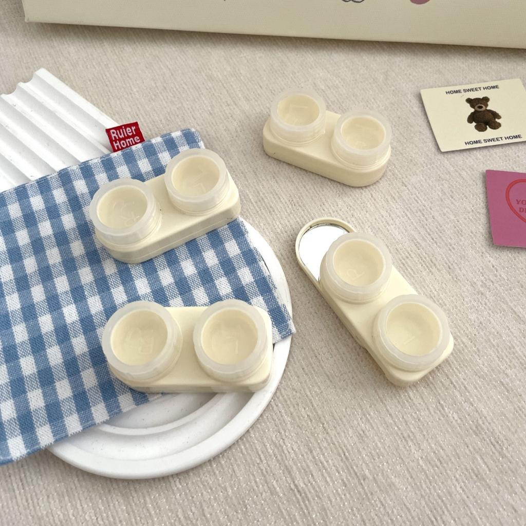 1PC Cream Colour Contact Lenses Box Travel Holder Container Soaking Contact Lens Box Mini Contact Lenses Case Accessorie