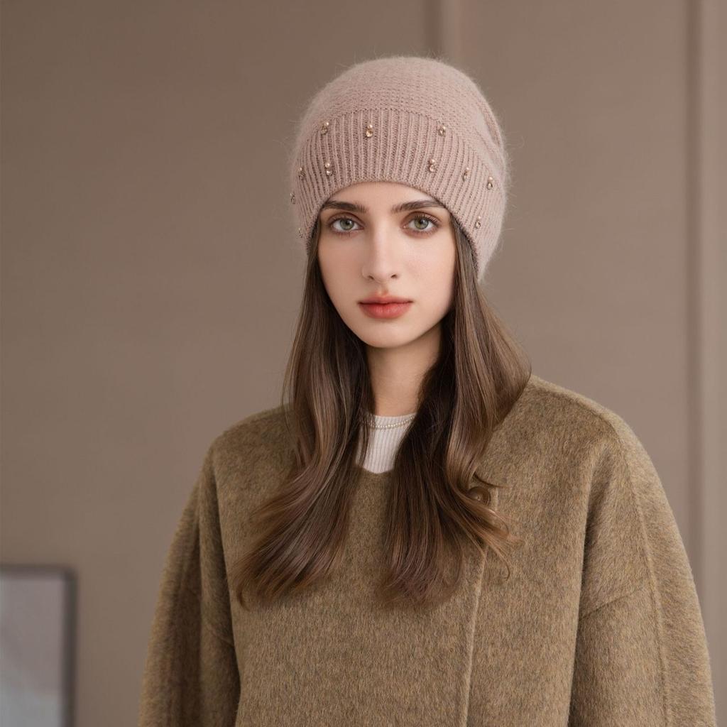 New Colored Diamond Hat Women's Winter Outdoor Fashion Thickened Warm Knitted Hat