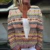 Women's Faux Wool Sweater: Winter 2025 Ancient Tribe Totem Print with Buttons