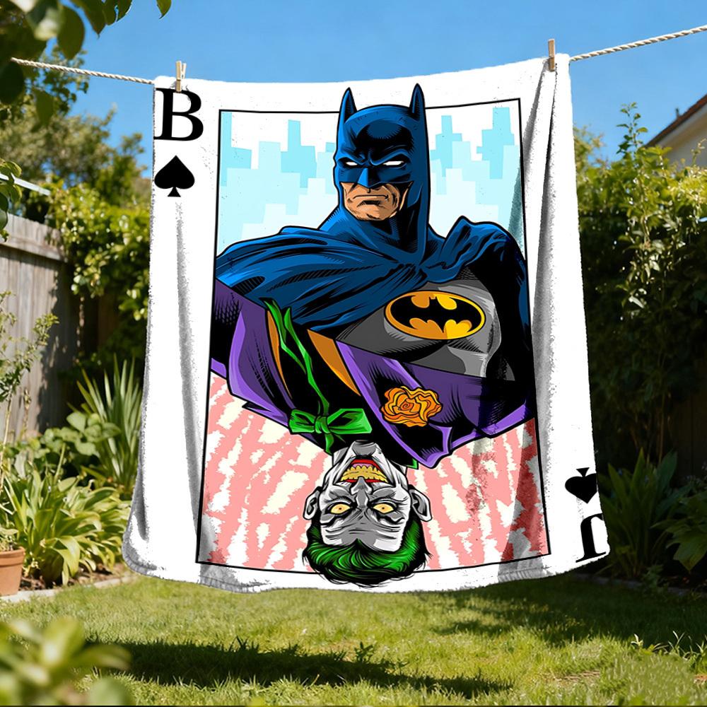 

1pc Batman Joker Playing Card Outdoor Flannel Throw Blanket Soft, Lightweight & Warm 80x120cm