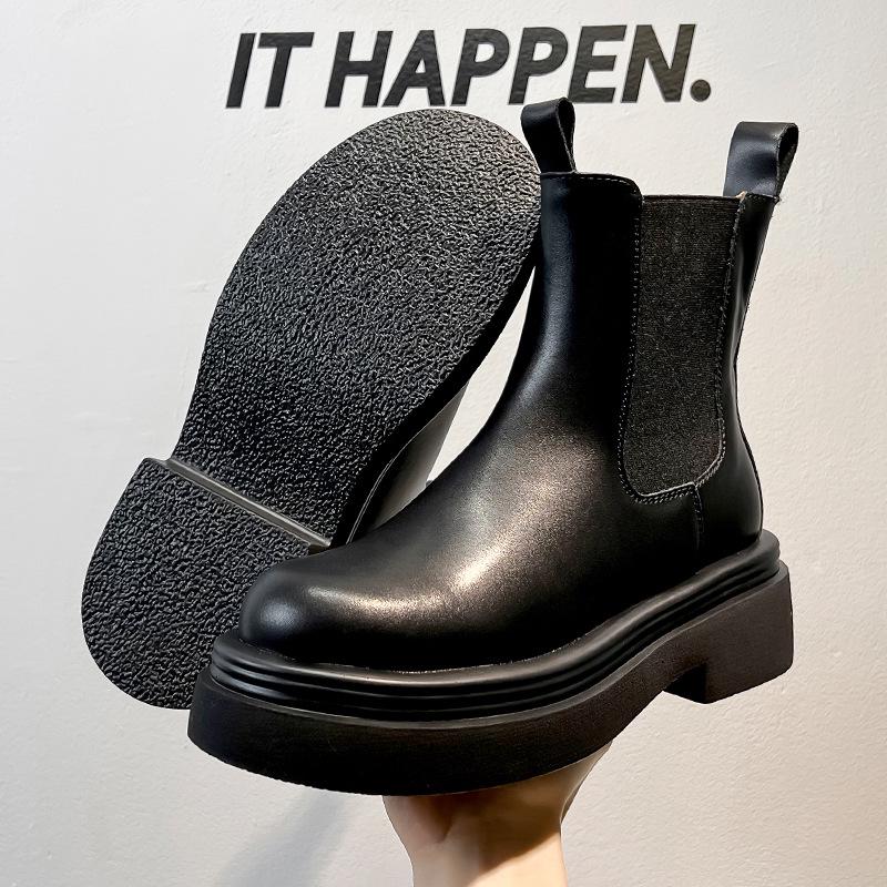 Men's Trendy High-End Retro Chelsea Boots - British Style, Thick-Soled, High-Top Leather Martin Design 5015-A.