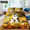 Husky Husky Husky Pilotă Cățeluș Animal de companie Flor Floral Junglă Peisaj natural Set de pat cu animale drăguț Poliester Dublu Queen King Husă de pilota