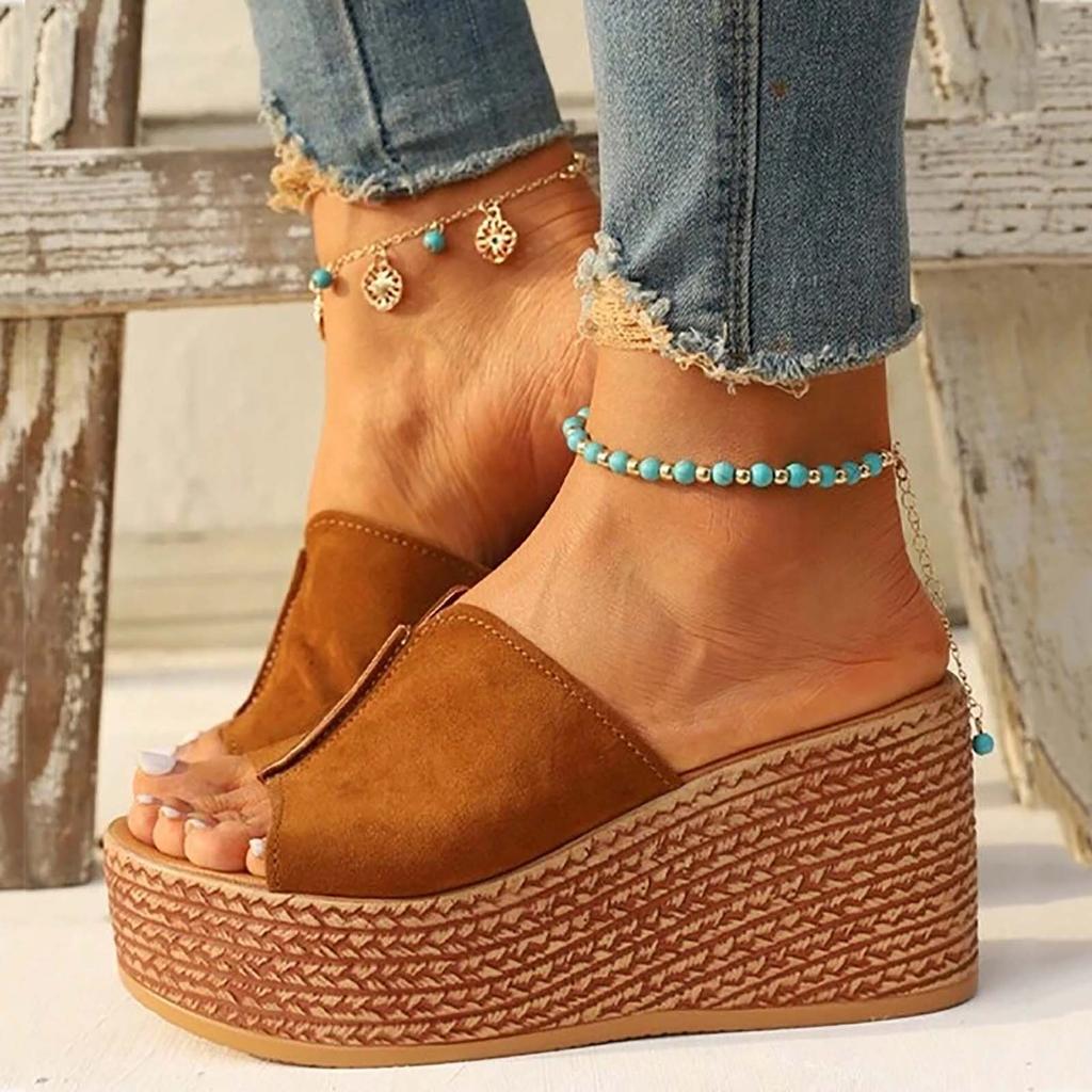 Women Shoes Casual Sandals Vacation Brown Wedge Heel Women'S Sandals Women'S Brown Wedge Platform Sandals SandáLias Femininas