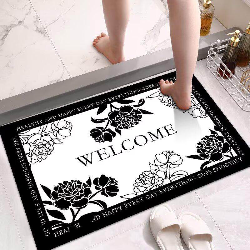 Bathroom Floor Mat Diatom Mud Water-Absorbing Quick-Drying Carpet Household Bathroom Door Anti-Skid Foot Pad