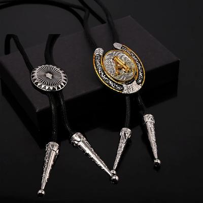 Vintage Cowboy Jazz Hut Legierung Bolo Krawatte Männer Frauen Leder Seil Lange Halskette Pullover Kette Shirts Zubehör Schmuck