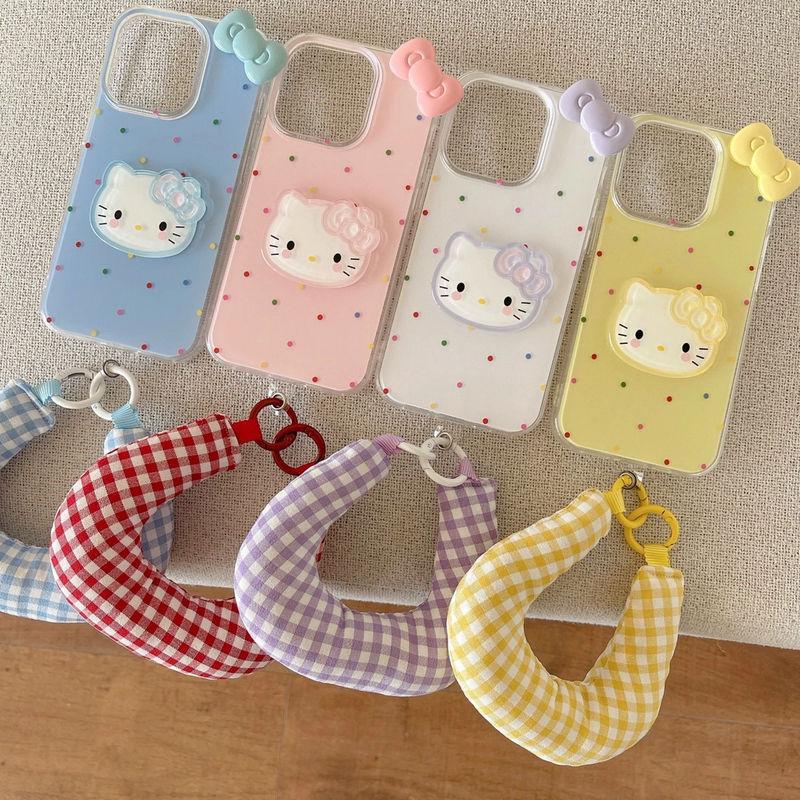 Colorful Polka Dots Cute KT Cat Suitable for Apple 16 ProMax Mobile Phone Case IPhone 15 New Model
