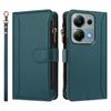 For Xiaomi Poco M6 Pro 4G/Xiaomi Redmi Note 13 Pro 4G Leather Case 9 Card Slots Zipper Wallet Stand Phone Cover with Wrist Strap