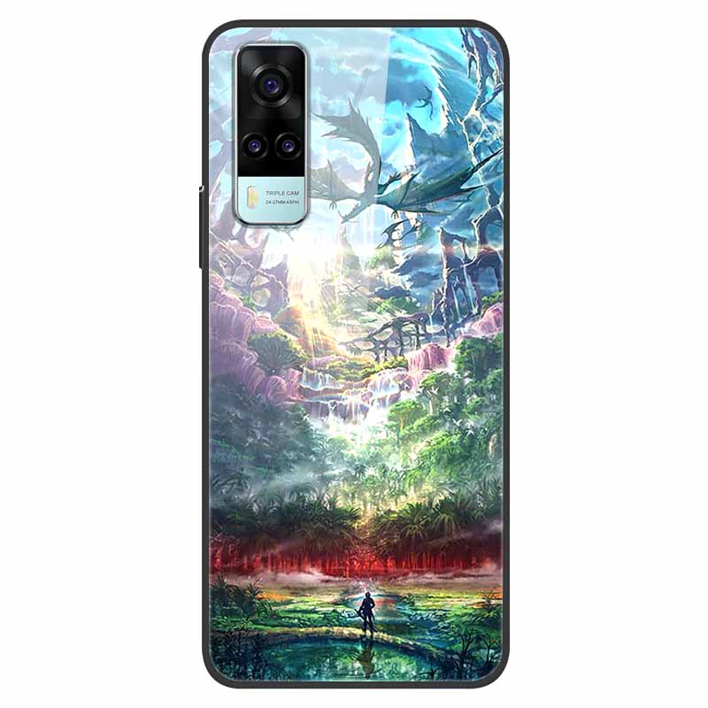 Luxury Cover Case for vivo Y53S 4G Tempered Glass Cover for Vivo Y31 VivoY31 2021 Y51 2020 Phone Case for Vivo V2036 Y53S Coque