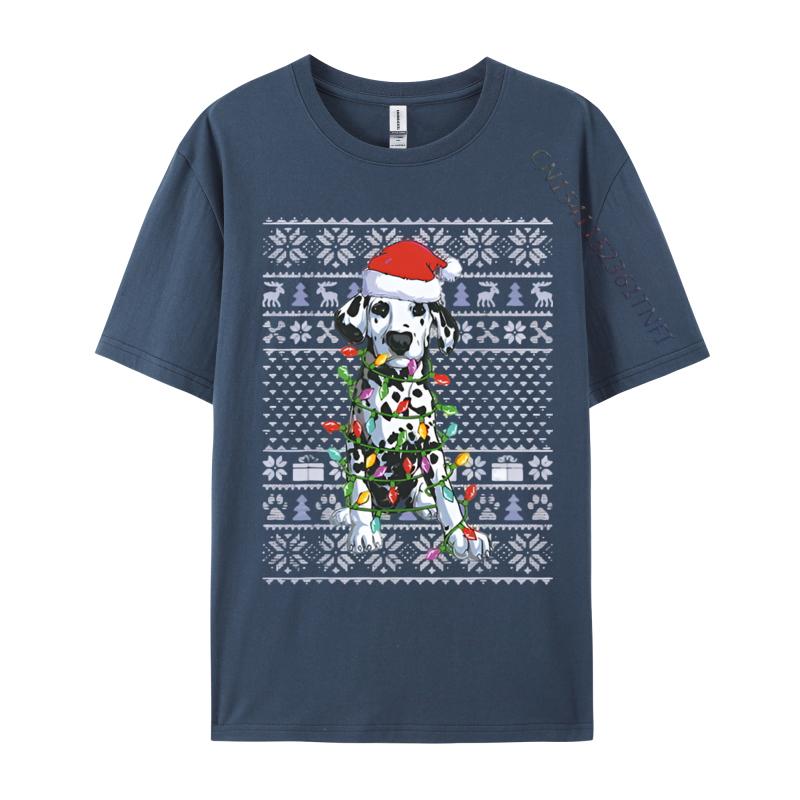 Vintage T Shirts Faddish Funny Dalmatian Dog Lover Santa Hat Ugly Tshirt Cotton Adult Tops  Tees Graphic Tees