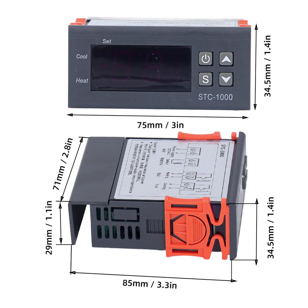 Smart Temperature Controller NTC Sensor Adjustable Digital Display Thermostat 220VAC ‑50‑99 Degrees