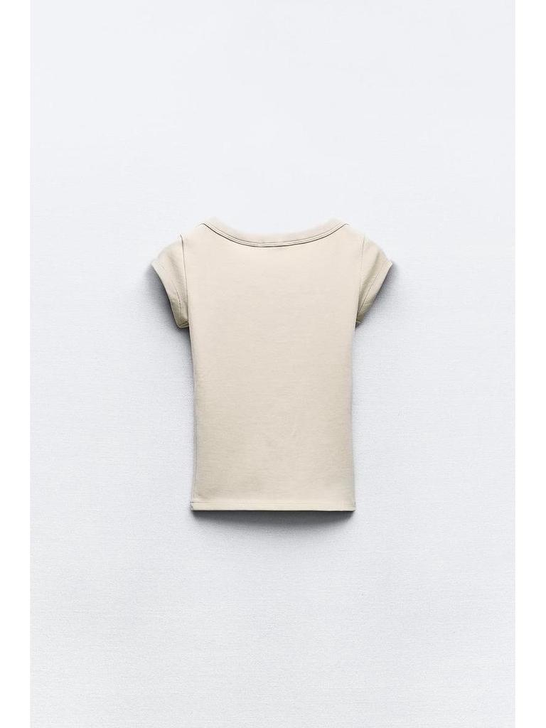 Women's Summer Sweet & Spicy Slim Fit Round Neck Ribbed Cotton T-Shirt, Short Sleeves