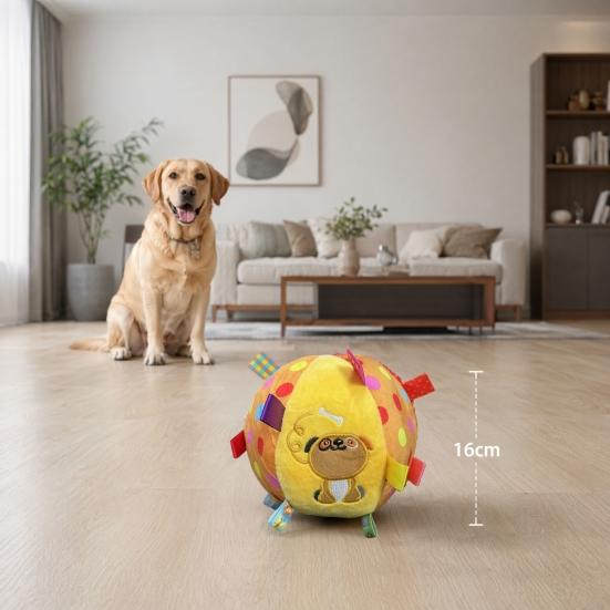 1/3Pcs Squeaky Dog Plush Toy with Built-in Bell, Soft Stuffed Ball Hanging Dog Training Toy, Interactive Pet Chew Toys for All Breeds