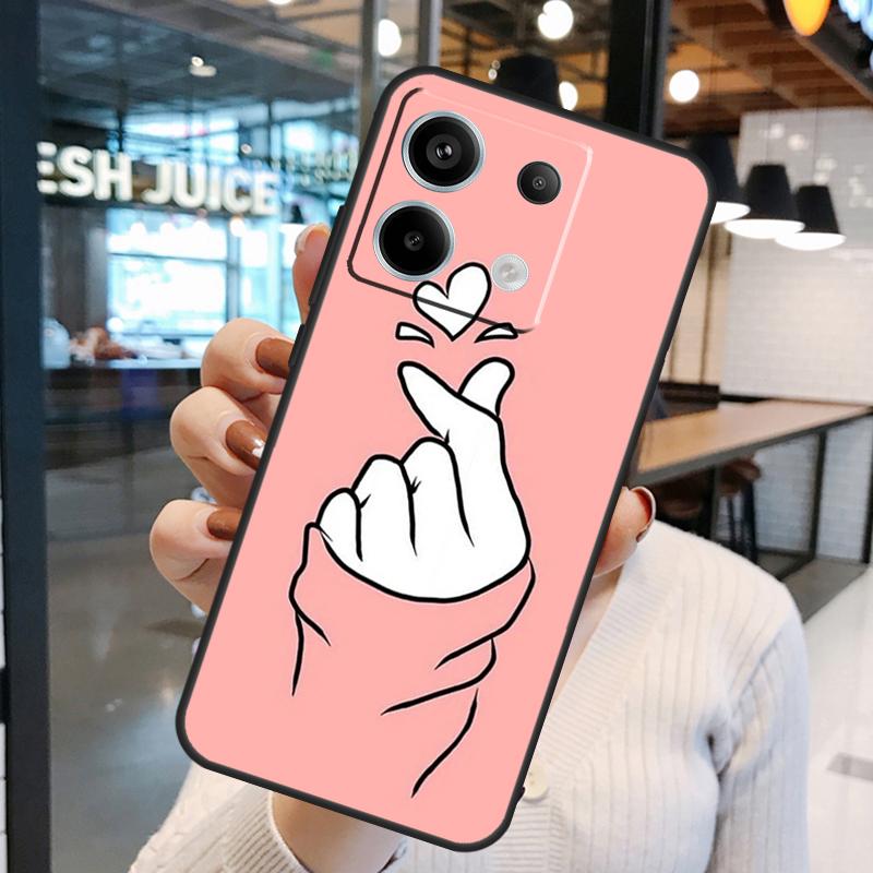 Kpop Finger Heart Case For Xiaomi Redmi Note 11 9 10 12 13 14 15 Pro Plus Redmi 15 15C 10C 12C 13C 14C Cover