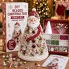 DIY Beaded Christmas Tree Craft Kit 3D Crystal Bead Holiday Craft Set With Colorful Beads Ornaments & Angel Tree Topper For Tabletop