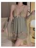 YANGRONG Nightgown and Pajama Long Sleeve Sexy Cute Princess Perfect for and Summer Size Women's 2-Piece Set, Loungewear, Camisole, Nightgown, V-Neck,