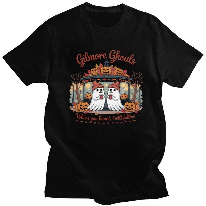 Gilmore Ghouls Where You Haunt I Will Follow Halloween T Shirt for Men Tshirt Humor Streetwaer Short Sleeve Tee Shirt Slim Fit