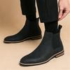 Designer Fashionable Winter Patent Leather Cowboy Chelsea Ankle Boots Men's Tops For Men Flats Everyday All Match Shoes