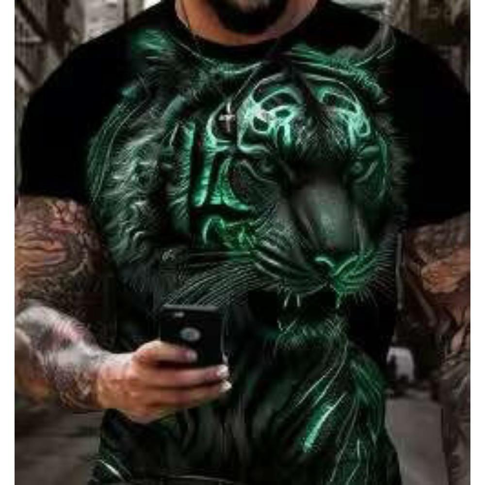 2025 Cross border Foreign Trade New 3D Printed Men's Round Neck Short Sleeve Casual T-shirt