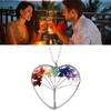 Life Tree Necklace 7 Complete Chakra Chain Gravel Zinc Alloy Peach Heart Women Accessories