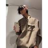 Men's Korean Style Houndstooth Retro Stand-up Collar Harrington Jacket, Autumn/Winter Wool Coat
