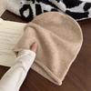 Solid Color Cold Hat Internet Celebrity Hat Women's Autumn and Winter Plush Knitted Face Small Pile Hat Big Head Circumference Bag Head Hat