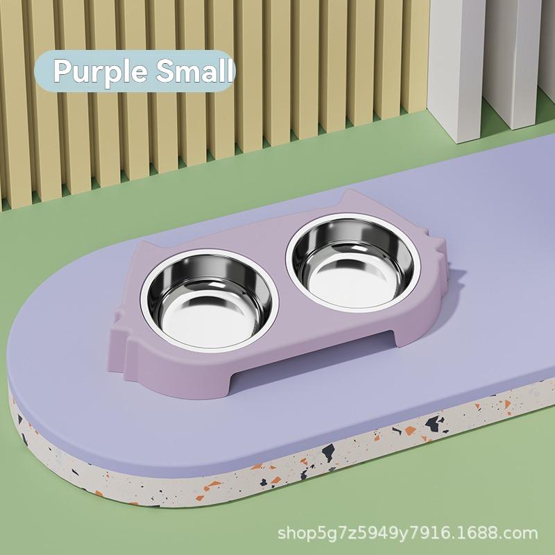 Cat Bowl Stainless Steel Cute Cat Food Bowl Cat and Dog Drinking Water Double Bowl Anti knock Large Capacity Pet Supplies