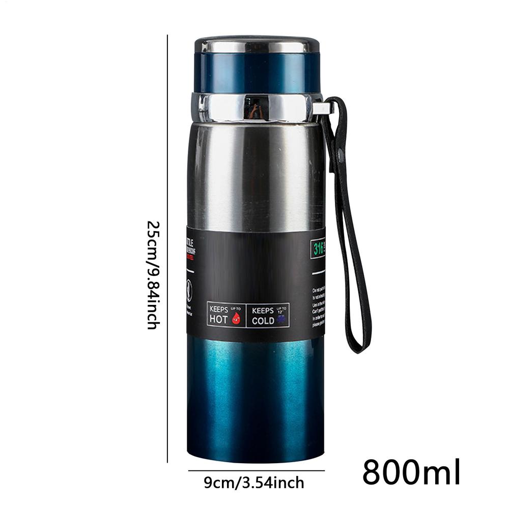 Insulated Water Bottle Double-Wall Leak-Proof Stainless Steel Water Mug Insulated Bottle For School Camping Gym Cycling Girls 800ml
