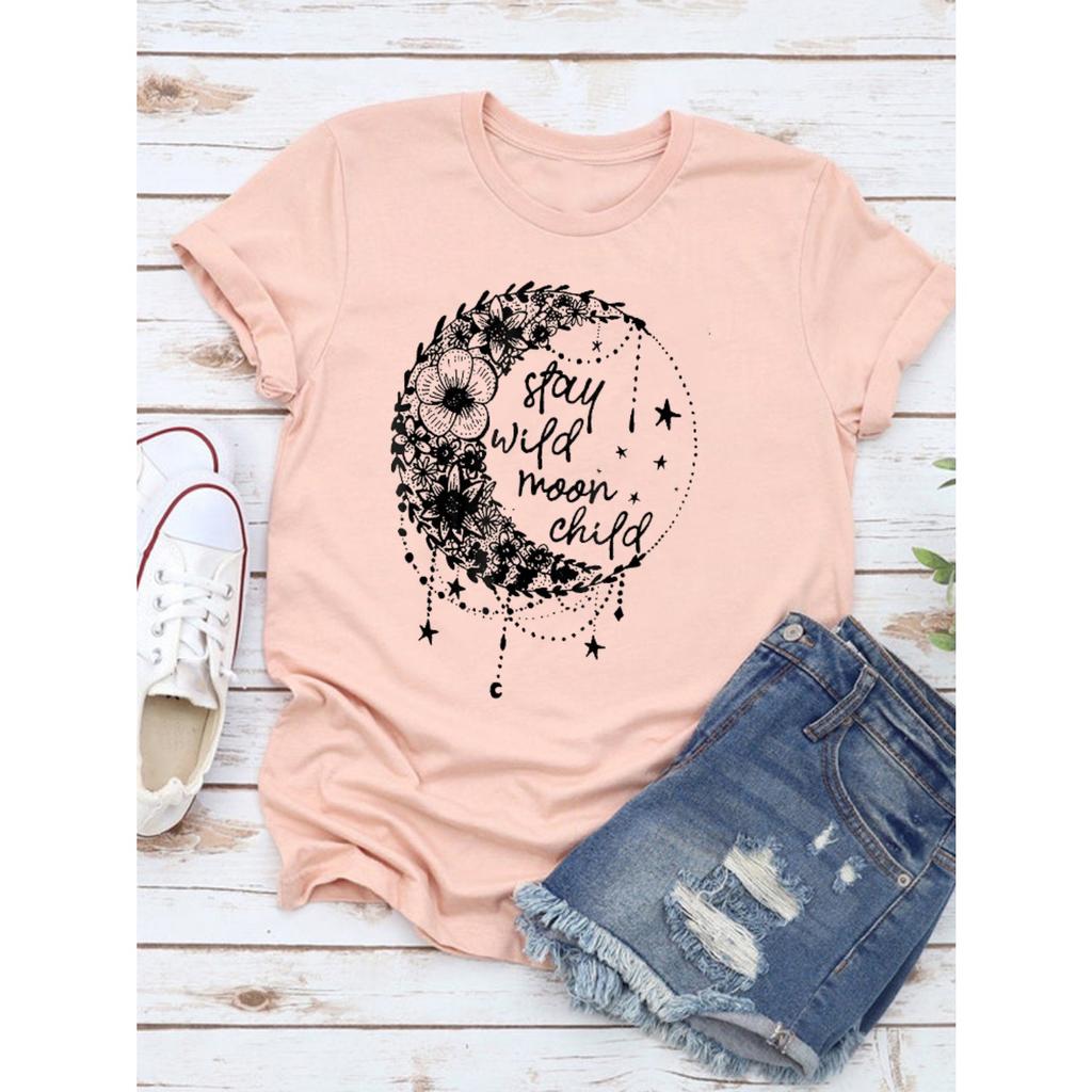 Women's fashion short-sleeved casual T-shirt clothes summer  clothing ladies print graphic tops