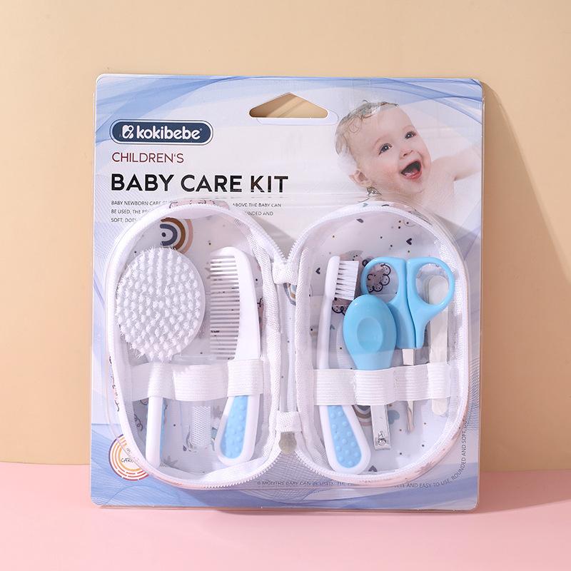 

Набор для ухода за ребенком 7-в-1 с кусачками для ногтей, щеткой, расческой и гигиеническими инструментами | Портативный тканевый чехол для хранения | Предметы первой необходимости для ухода за новорожденным для безопасной чистки синий